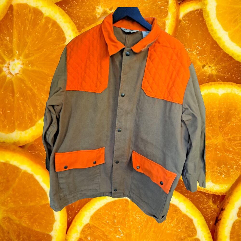Vintage Walls‎ Tan and Orange Hunting Field Jacket with Lots of Pockets Size XL